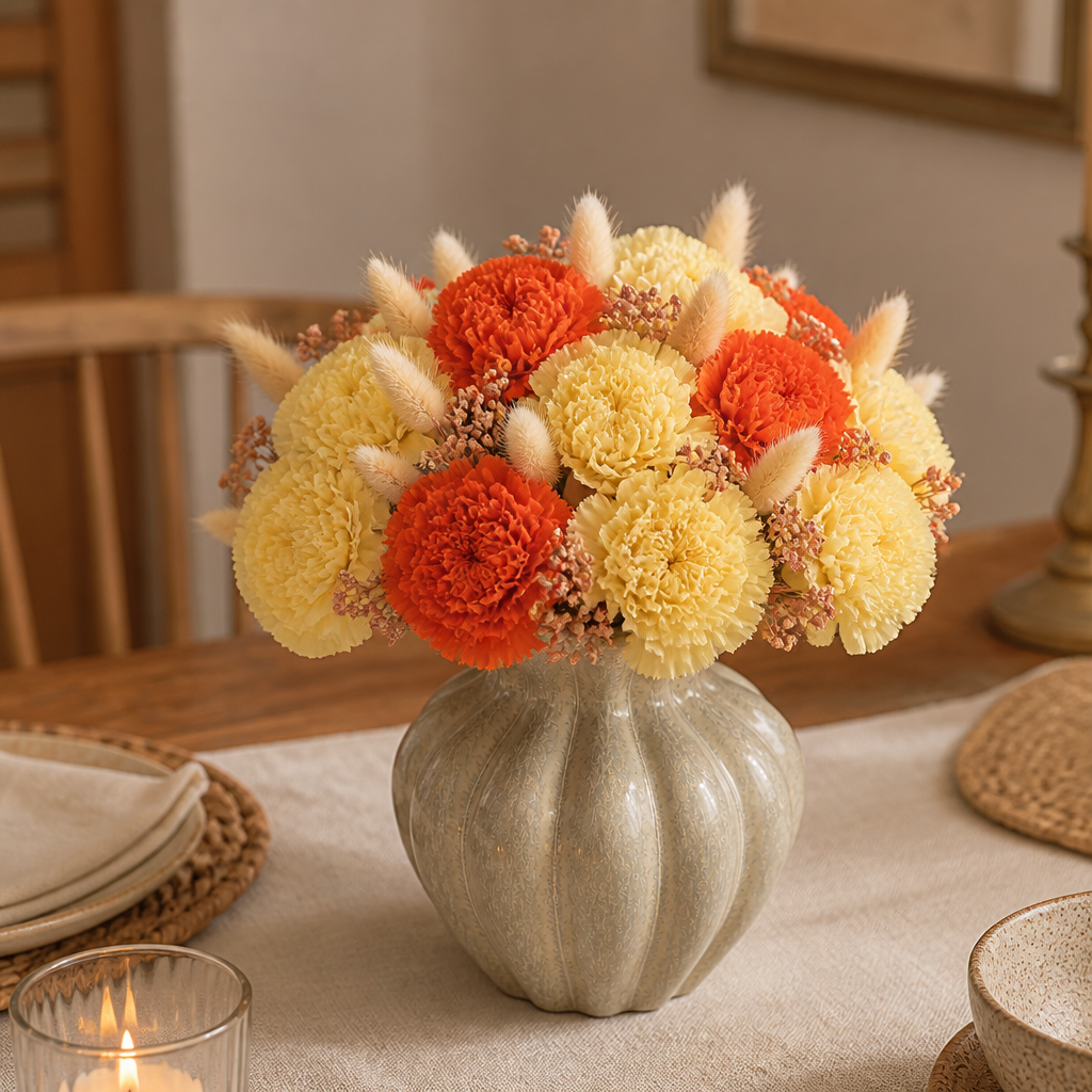 Carnation Light Yellow Dining Table Centerpiece
