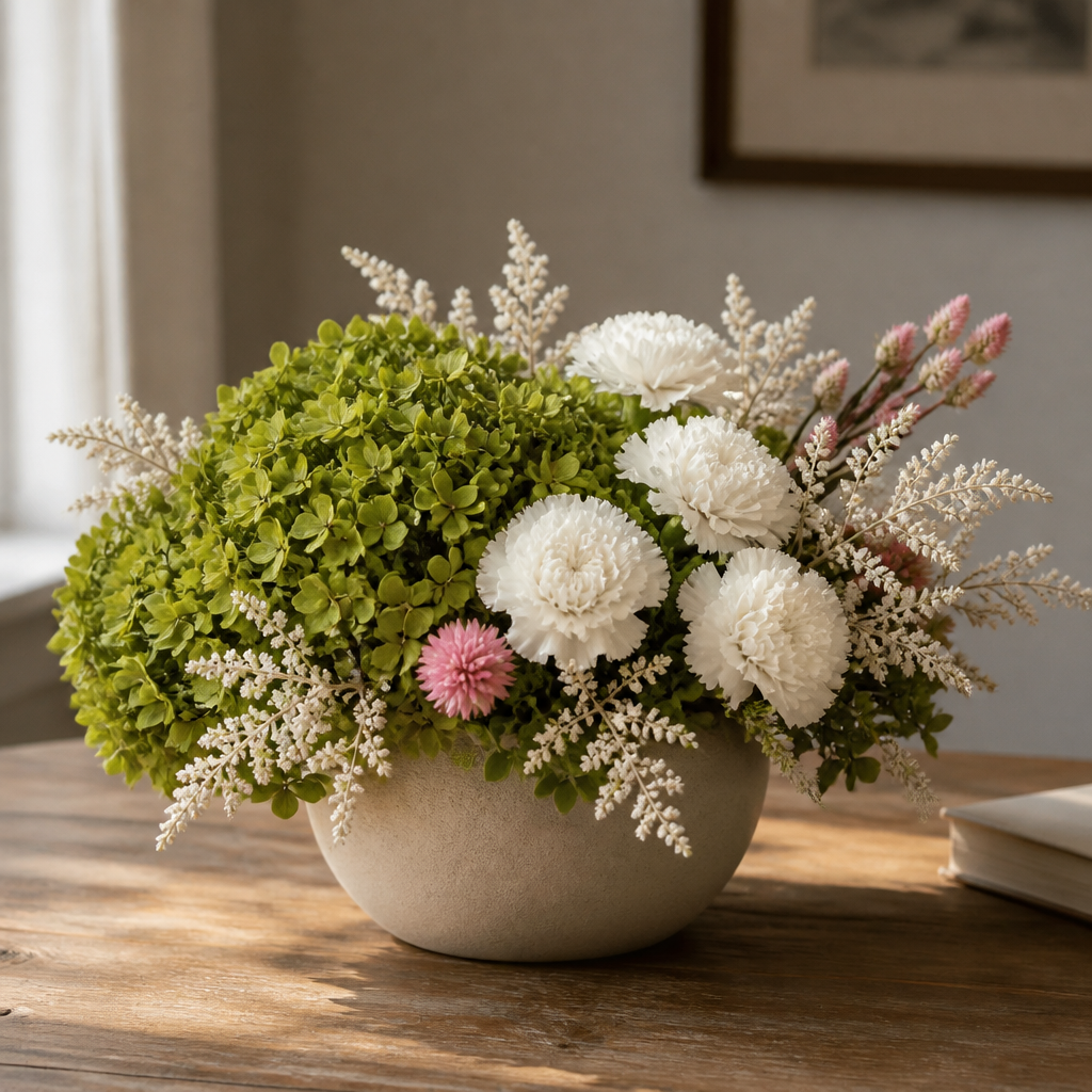 Carnation White Dining Table Centerpiece