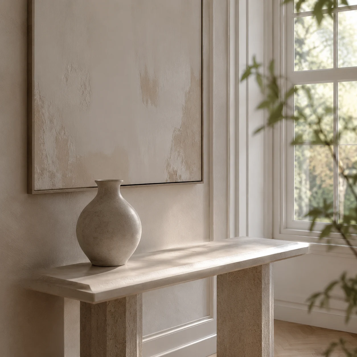 Customer-uploaded room — console against wall
